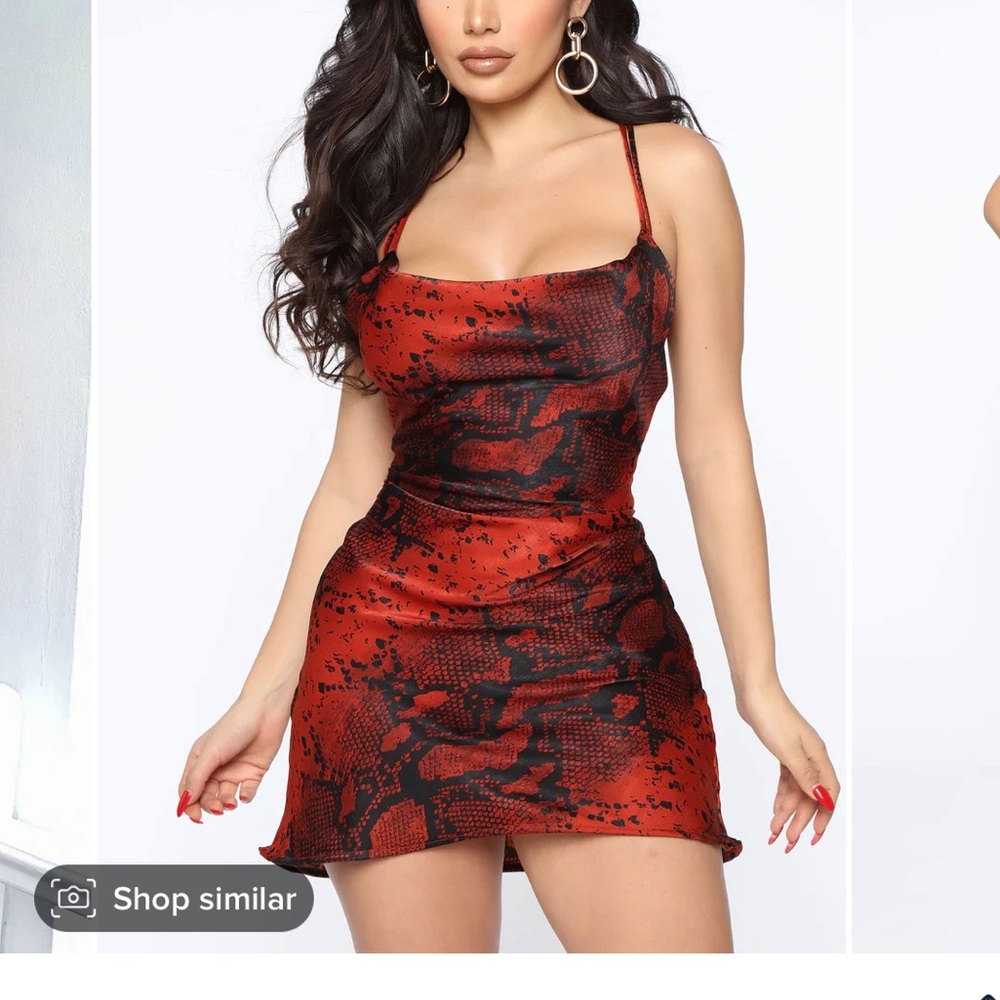 Red and black mini dress